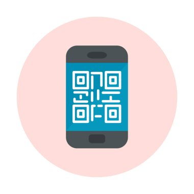 Akıllı telefon ekranındaki qr kodu beyaz arkaplanda izole edilmiş