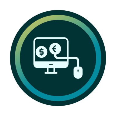 Dolar ve avro para birimi sembollü görüntü simgesi. Avro kazancıyla çevrimiçi para kazanmak.