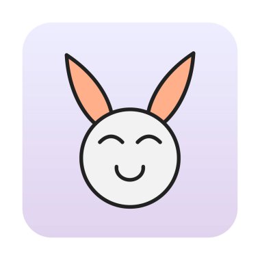 Şirin gülümseyen tavşan ikonu, vektör çizimi 