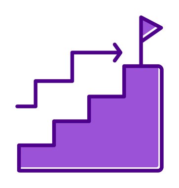 Hedef başarı vektör simgesi. Merdivenler ve bayrak illüstrasyon sembolü.  
