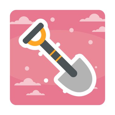 Bahçe küreği ikonu. Kürek karikatür simgesinin vektör çizimi                 