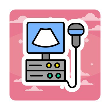 Ultrasound machine. Ultrasound scanner machine isolated object on white background. Medical diagnostic equipment sonography. Vector illustration flat design. Ultrasonic device.