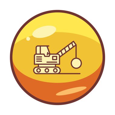 Binanın yıkımı için inşaat aracı. düz vektör illüstrasyonu