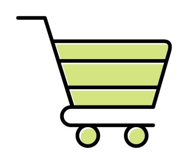 Alışveriş arabası simgesi, vektör çizimi basit tasarım