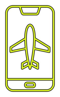 Akıllı telefon ekranında uçak kipi, vektör illüstrasyonu 
