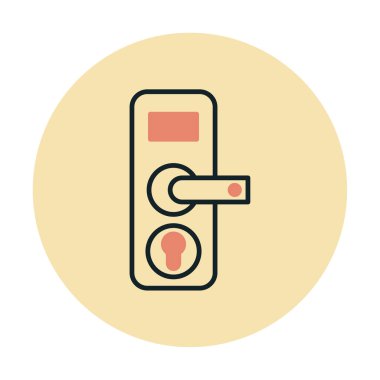 Kapı kolu ve anahtar deliği simgesi, vektör illüstrasyonu 