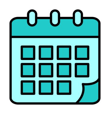 Takvim düzlüğü simgesi, vektör illüstrasyonu 