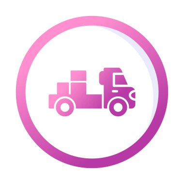 Web ve mobil uygulama tasarımınız için kutu simgesi vektörü olan kamyon, dağıtım kamyonu logosu konsepti