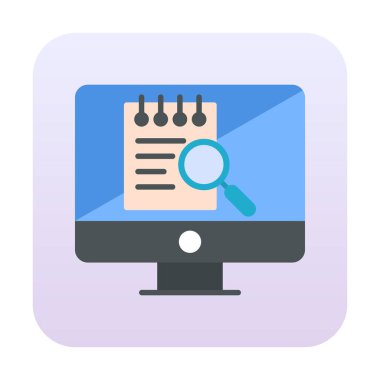 Bilgisayar simgesini ara. Bilgisayar ve büyüteç işareti. Bilgisayar sembol bul. 