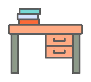 Çalışma masası simgesi, vektör illüstrasyonu basit tasarım