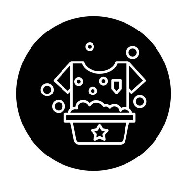 Çamaşır yıkama simgesi, vektör illüstrasyonu