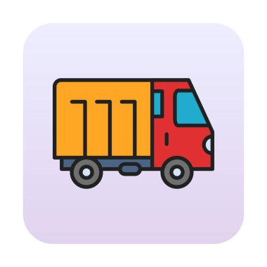 Web ve mobil uygulama tasarımınız için kamyon simgesi vektörü, kargo kamyonu logosu konsepti