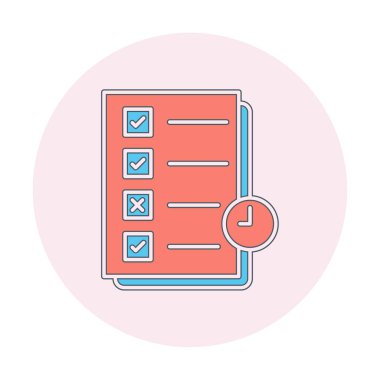 Görev planlama doğrusal simgesi. Kontrol listesi. Planlayıcı ağ simgesi, vektör illüstrasyonu 