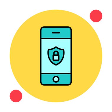 Gezici Güvenlik. Web simgesi basit illüstrasyon                     