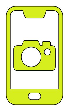 Akıllı telefon kamera simgesi, vektör illüstrasyonu 