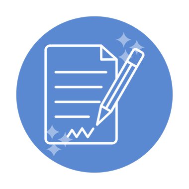 beyaz arkaplanda izole edilmiş kalem simgesine sahip kağıt belge 