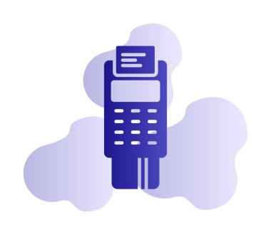 Pos Terminal Düz Simgesi Beyaz Arkaplanda