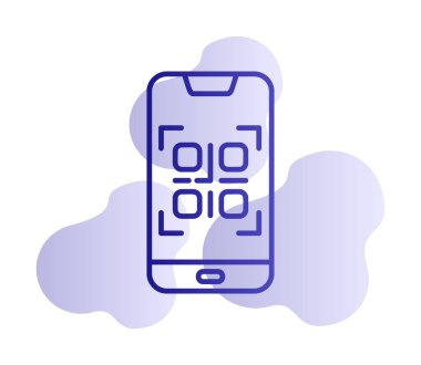 Basit Smartphone QR Kod simgesi, vektör illüstrasyonu