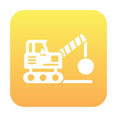 Binanın yıkımı için inşaat aracı. düz vektör illüstrasyonu