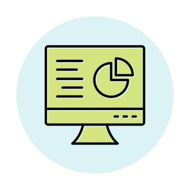 Çevrimiçi Pie Grafik ikonu vektör illüstrasyonu