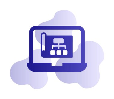 Dizüstü bilgisayar ekranındaki proje web simgesi, vektör illüstrasyonu