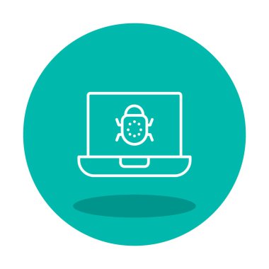 Basit dizüstü bilgisayar hack simgesi, vektör illüstrasyonu