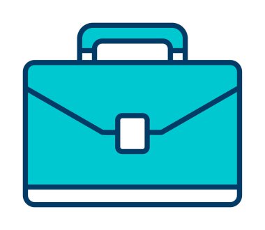 Evrak çantası vektör düz simgesi. İş durumu simgesi, bavul emojisi, vektör illüstrasyonu