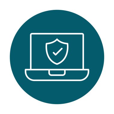 Güvenli dizüstü bilgisayar ikonu vektör çizimi