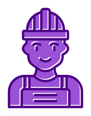 Kask simgesi olan işçiler, vektör illüstrasyonu 