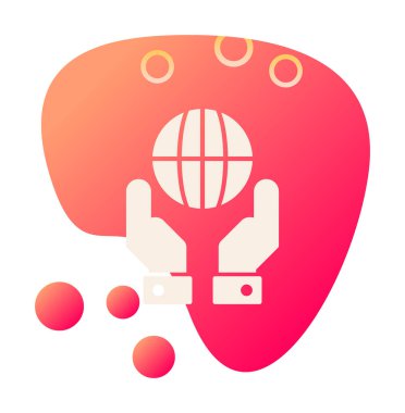 Beyaz arkaplanda izole edilmiş iki el Dünya vektör simgesini tutuyor