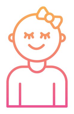 Mutlu Bebek Kız Simgesi, Vektör İllüstrasyonu 