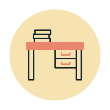 Çalışma masası simgesi, vektör illüstrasyonu basit tasarım