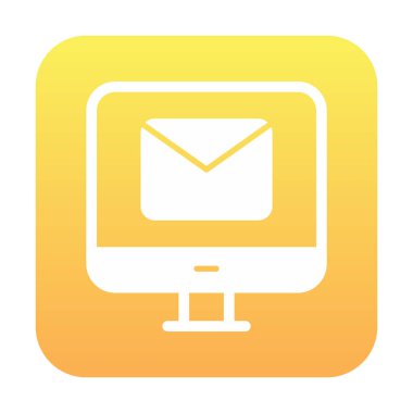 Beyaz arkaplanda bilgisayar e- posta vektör illüstrasyonu