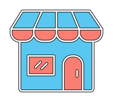 Dükkan cephesi simgesi, vektör illüstrasyonu