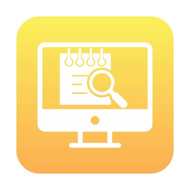 Bilgisayar simgesini ara. Bilgisayar ve büyüteç işareti. Bilgisayar sembol bul. 