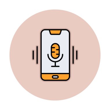 Beyaz arkaplan üzerinde Mobil Ses Yardımcı Vektör çizimi