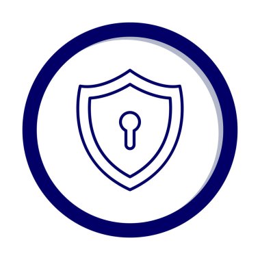 Anahtar deliği düz simgesi olan kalkan, vektör illüstrasyonu