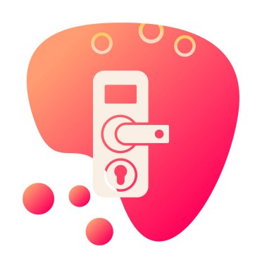 Kapı kolu ve anahtar deliği simgesi, vektör illüstrasyonu 