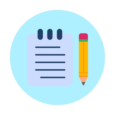 Basit not defteri arayüzü simgesi, vektör illüstrasyonu