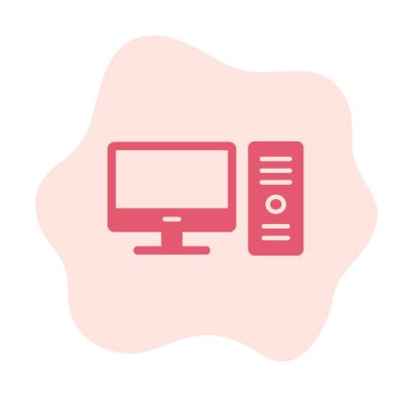 masaüstü bilgisayar simgesi tasarımı, düz işaret, vektör ve illüstrasyon