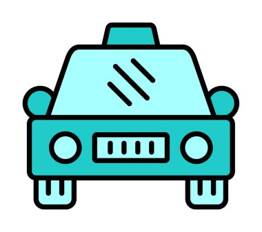 Basit taksi arabası simgesi, vektör illüstrasyonu