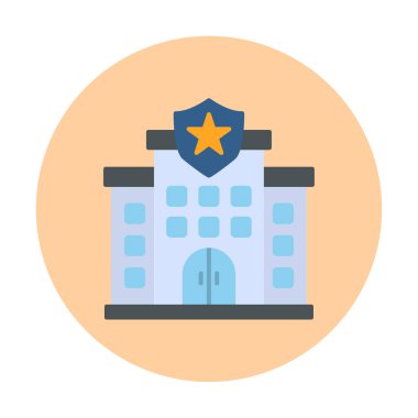 Polis karakolu simgesi, vektör illüstrasyonu basit tasarım