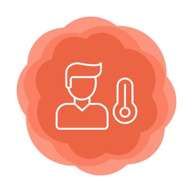 Hasta kişi ikonu. Yüksek sıcaklık simgesi. Vektör illüstrasyonu.