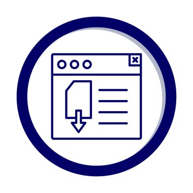 Web sayfası indirme simgesi, tasarım vektörü illüstrasyonu