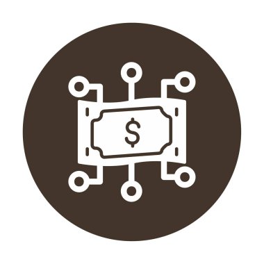 Dolar işareti, vektör illüstrasyonlu dijital para simgesi 