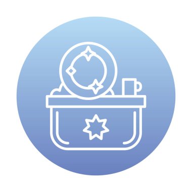 Yıkama, bulaşık yıkama simgesi, vektör illüstrasyonu 