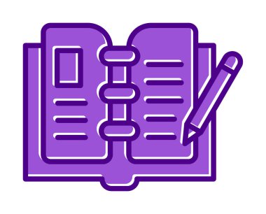 açık kitap ve kalem simgesi, vektör illüstrasyonu 