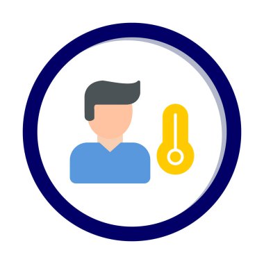 Hasta kişi ikonu. Yüksek sıcaklık simgesi. Vektör illüstrasyonu.