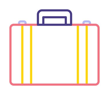 Evrak çantası vektör düz simgesi. İş durumu simgesi, bavul emojisi, vektör illüstrasyonu