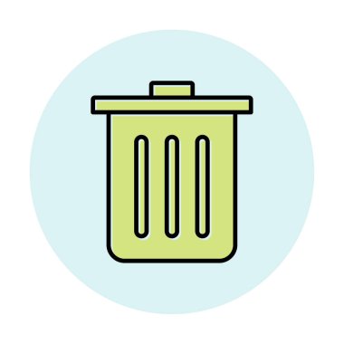 Çöp kutusu simgesi, çöp kutusu simgesi, renkli vektör illüstrasyonu